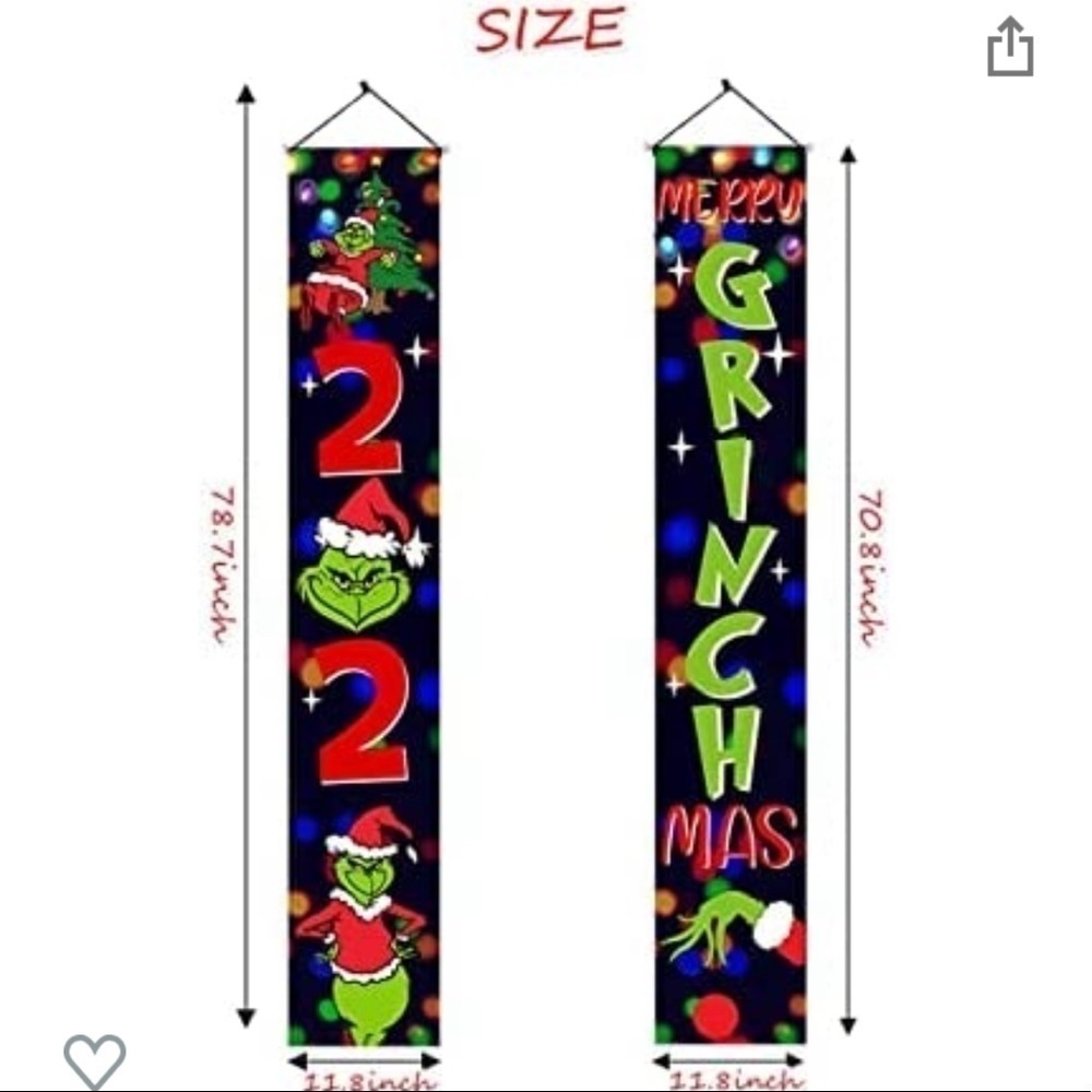 Merry Grinchmas banners. Set of 2